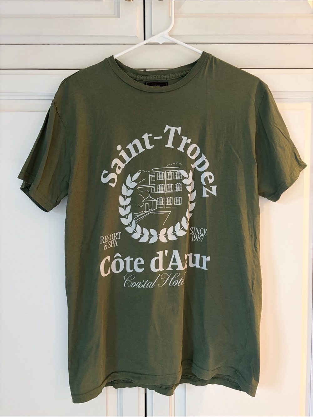 Saint-Tropez Olive Green Graphic Short Sleeve Tee